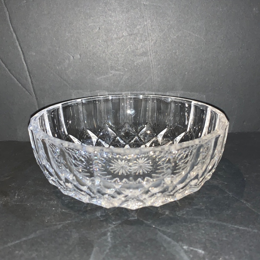 Val St Lambert Crystal Cut Bowl 5", signed